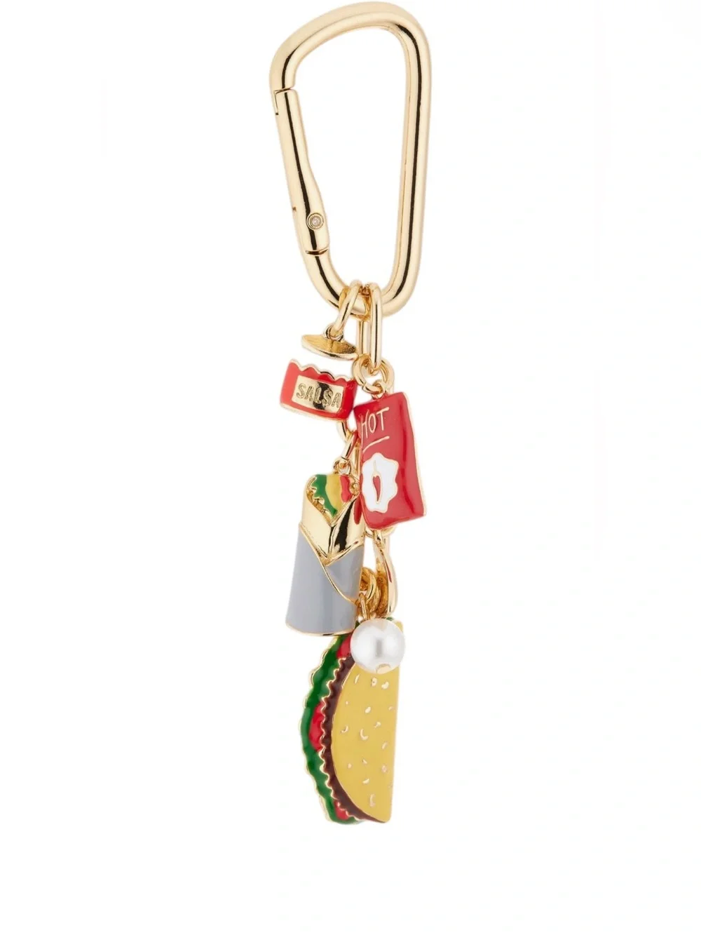 Gold Taco Charm Keychain with Red Snack Charms 👜🌮